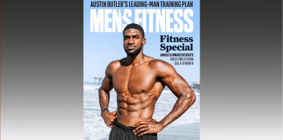 Cover of Men’s Fitness magazine featuring a muscular man posing on a beach, with the headline “Men’s Fitness Returns to Print With a Special Issue Magazine” and source label “Men’s Fitness.”